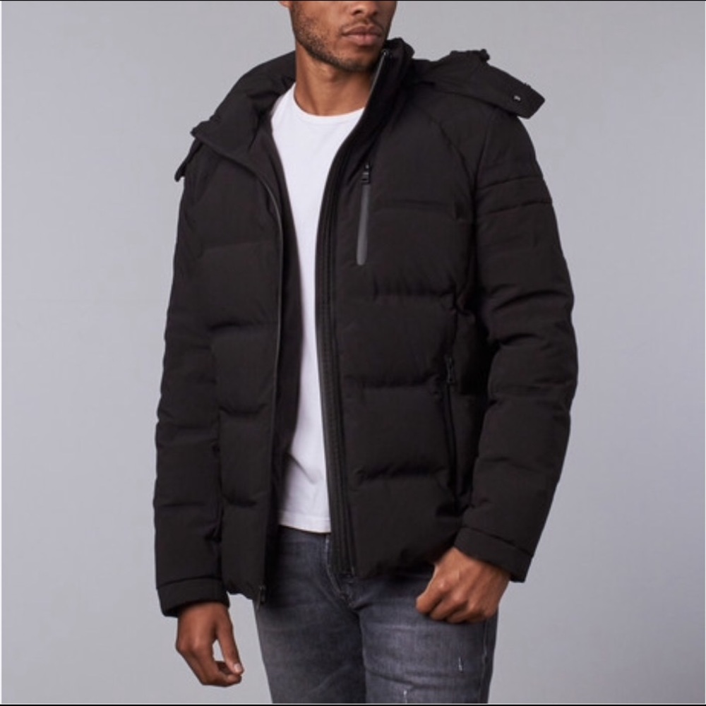 OROBOS men's Bonded Seam Moto Down Black Jacket
